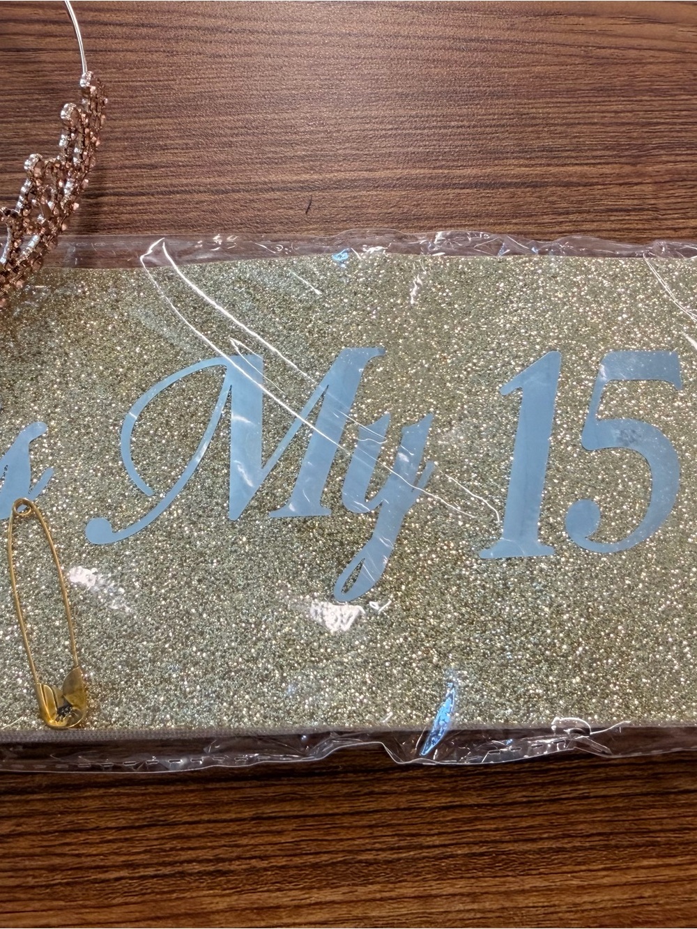 Glitter 'Sweet 15' Celebration Sash - Gold and Silver